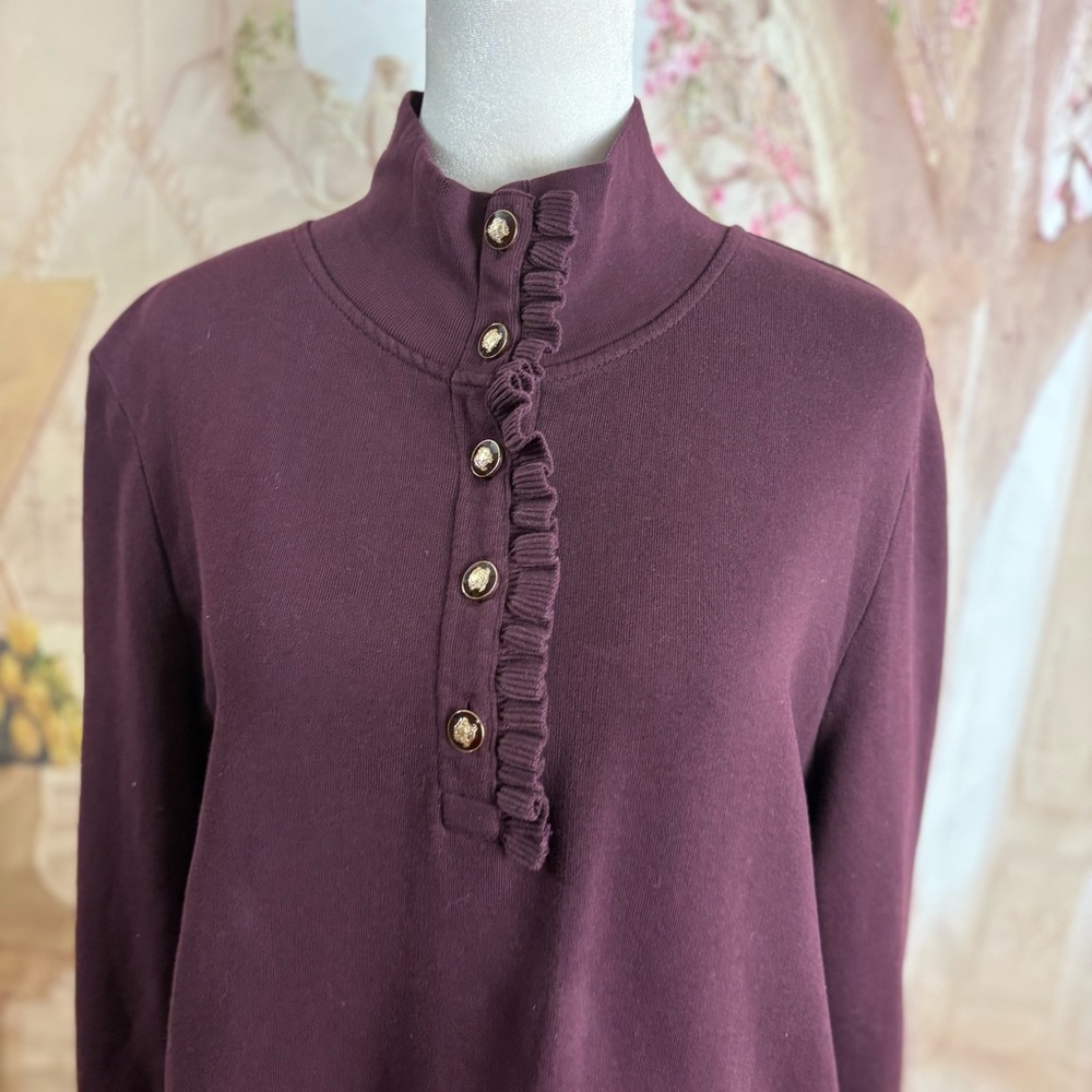 NEW Talbots Deep Purple Ruffled Sweater - Picture 3 of 10